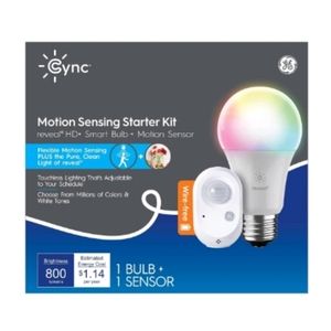 GE CYNC Reveal Smart Full Color Light Bulb w/Smart Wire Free Motion Sensor Bundl